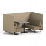 Brixworth 4 Seater Bench Booth With Black Legs And Grey Table With Black Leg In Main Line Flax Fabric - Upminster Panels And Bank Sofa SF003950