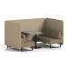Brixworth 4 Seater Bench Booth With Black Legs And Grey Table With Black Leg In Main Line Flax Fabric - Upminster Panels And Bank Sofa SF003950