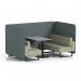 Brixworth 4 Seater Bench Booth With Black Legs And Grey Table With Black Leg In Main Line Flax Fabric - Westminster Panels And Newbury Sofa SF003951
