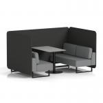 Brixworth 4 Seater Bench Booth With Black Legs And Grey Table With Black Leg In Synergy Fabric - Mix Panels And Partner Sofa SF003954