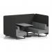 Brixworth 4 Seater Bench Booth With Black Legs And Grey Table With Black Leg In Synergy Fabric - Mix Panels And Partner Sofa SF003954