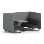 Brixworth 4 Seater Bench Booth With Black Legs And Grey Table With Black Leg In Synergy Fabric - Partner Panels And Mix Sofa SF003956