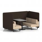 Brixworth 4 Seater Bench Booth With Black Legs And Grey Table With Black Leg In Synergy Fabric - Wed Panels And Affix Sofa SF003957