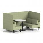 Brixworth 4 Seater Bench Booth With Black Legs And White Table With Black Leg In Rivet Fabric - Burnish Panels And Sofa SF003964
