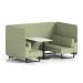 Brixworth 4 Seater Bench Booth With Black Legs And White Table With Black Leg In Rivet Fabric - Burnish Panels And Sofa SF003964