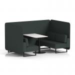 Brixworth 4 Seater Bench Booth With Black Legs And White Table With Black Leg In Rivet Fabric - Charcoal Panels And Sofa SF003965