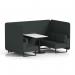 Brixworth 4 Seater Bench Booth With Black Legs And White Table With Black Leg In Rivet Fabric - Charcoal Panels And Sofa SF003965