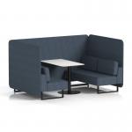 Brixworth 4 Seater Bench Booth With Black Legs And White Table With Black Leg In Rivet Fabric - Crucible Panels And Sofa SF003966