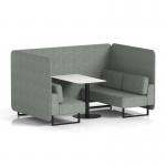 Brixworth 4 Seater Bench Booth With Black Legs And White Table With Black Leg In Rivet Fabric - Prime Panels And Sofa SF003968