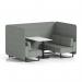 Brixworth 4 Seater Bench Booth With Black Legs And White Table With Black Leg In Rivet Fabric - Prime Panels And Sofa SF003968