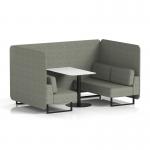 Brixworth 4 Seater Bench Booth With Black Legs And White Table With Black Leg In Rivet Fabric - Vitreous Panels And Sofa SF003969