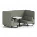 Brixworth 4 Seater Bench Booth With Black Legs And White Table With Black Leg In Rivet Fabric - Vitreous Panels And Sofa SF003969