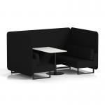 Brixworth 4 Seater Bench Booth With Black Legs And White Table With Black Leg In X2 Fabric - Diameter Panels And Sofa SF003972
