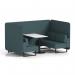 Brixworth 4 Seater Bench Booth With Black Legs And White Table With Black Leg In X2 Fabric - Polygon Panels And Sofa SF003974
