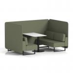Brixworth 4 Seater Bench Booth With Black Legs And White Table With Black Leg In Main Line Flax Fabric - Monument Panels And Sofa SF003977