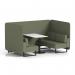Brixworth 4 Seater Bench Booth With Black Legs And White Table With Black Leg In Main Line Flax Fabric - Monument Panels And Sofa SF003977