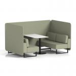 Brixworth 4 Seater Bench Booth With Black Legs And White Table With Black Leg In Main Line Flax Fabric - Newbury Panels And Sofa SF003978