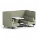 Brixworth 4 Seater Bench Booth With Black Legs And White Table With Black Leg In Main Line Flax Fabric - Newbury Panels And Sofa SF003978