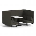 Brixworth 4 Seater Bench Booth With Black Legs And White Table With Black Leg In Main Line Flax Fabric - Temple Panels And Sofa SF003979