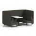 Brixworth 4 Seater Bench Booth With Black Legs And White Table With Black Leg In Main Line Flax Fabric - Temple Panels And Sofa SF003979