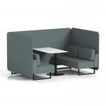 Brixworth 4 Seater Bench Booth With Black Legs And White Table With Black Leg In Main Line Flax Fabric - Westminster Panels And Sofa SF003981