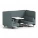 Brixworth 4 Seater Bench Booth With Black Legs And White Table With Black Leg In Main Line Flax Fabric - Westminster Panels And Sofa SF003981