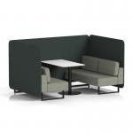 Brixworth 4 Seater Bench Booth With Black Legs And White Table With Black Leg In Rivet Fabric - Charcoal Panels And Vitreous Sofa SF003995
