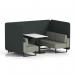 Brixworth 4 Seater Bench Booth With Black Legs And White Table With Black Leg In Rivet Fabric - Charcoal Panels And Vitreous Sofa SF003995