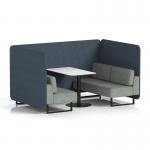 Brixworth 4 Seater Bench Booth With Black Legs And White Table With Black Leg In Rivet Fabric - Crucible Panels And Prime Sofa SF003996