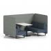 Brixworth 4 Seater Bench Booth With Black Legs And White Table With Black Leg In Rivet Fabric - Prime Panels And Crucible Sofa SF003998