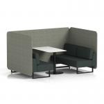 Brixworth 4 Seater Bench Booth With Black Legs And White Table With Black Leg In Rivet Fabric - Vitreous Panels And Charcoal Sofa SF003999