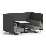 Brixworth 4 Seater Bench Booth With Black Legs And White Table With Black Leg In X2 Fabric - Arithmetic Panels And Number Sofa SF004000