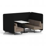 Brixworth 4 Seater Bench Booth With Black Legs And White Table With Black Leg In X2 Fabric - Diameter Panels And Theory Sofa SF004002