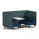 Brixworth 4 Seater Bench Booth With Black Legs And White Table With Black Leg In X2 Fabric - Polygon Panels And Calculus Sofa SF004004