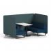 Brixworth 4 Seater Bench Booth With Black Legs And White Table With Black Leg In X2 Fabric - Polygon Panels And Calculus Sofa SF004004