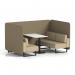 Brixworth 4 Seater Bench Booth With Black Legs And White Table With Black Leg In Main Line Flax Fabric - Bank Panels And Upminster Sofa SF004006