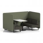 Brixworth 4 Seater Bench Booth With Black Legs And White Table With Black Leg In Main Line Flax Fabric - Monument Panels And Temple Sofa SF004007
