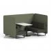 Brixworth 4 Seater Bench Booth With Black Legs And White Table With Black Leg In Main Line Flax Fabric - Monument Panels And Temple Sofa SF004007