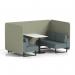 Brixworth 4 Seater Bench Booth With Black Legs And White Table With Black Leg In Main Line Flax Fabric - Newbury Panels And Westminster Sofa SF004008