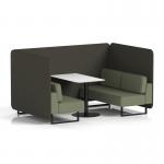 Brixworth 4 Seater Bench Booth With Black Legs And White Table With Black Leg In Main Line Flax Fabric - Temple Panels And Monument Sofa SF004009