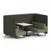 Brixworth 4 Seater Bench Booth With Black Legs And White Table With Black Leg In Main Line Flax Fabric - Temple Panels And Monument Sofa SF004009