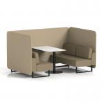 Brixworth 4 Seater Bench Booth With Black Legs And White Table With Black Leg In Main Line Flax Fabric - Upminster Panels And Bank Sofa SF004010