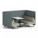 Brixworth 4 Seater Bench Booth With Black Legs And White Table With Black Leg In Main Line Flax Fabric - Westminster Panels And Newbury Sofa SF004011