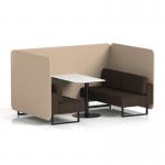Brixworth 4 Seater Bench Booth With Black Legs And White Table With Black Leg In Synergy Fabric - Affix Panels And Wed Sofa SF004012