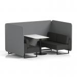 Brixworth 4 Seater Bench Booth With Black Legs And White Table With Black Leg In Synergy Fabric - Mix Panels And Partner Sofa SF004014