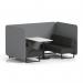 Brixworth 4 Seater Bench Booth With Black Legs And White Table With Black Leg In Synergy Fabric - Mix Panels And Partner Sofa SF004014