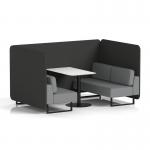 Brixworth 4 Seater Bench Booth With Black Legs And White Table With Black Leg In Synergy Fabric - Partner Panels And Mix Sofa SF004016