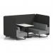 Brixworth 4 Seater Bench Booth With Black Legs And White Table With Black Leg In Synergy Fabric - Partner Panels And Mix Sofa SF004016