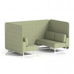 Brixworth 4 Seater Bench Booth With White Legs In Rivet Fabric - Burnish Panels And Sofa SF004024