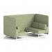 Brixworth 4 Seater Bench Booth With White Legs In Rivet Fabric - Burnish Panels And Sofa SF004024